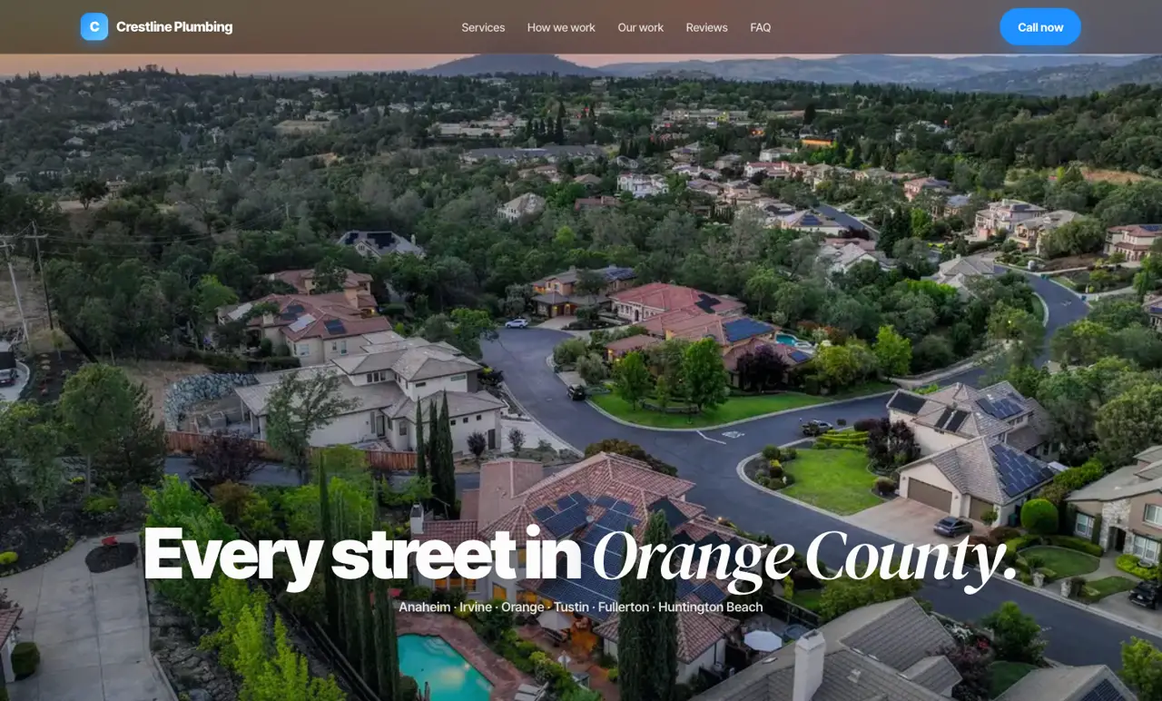 Plumbing website drone view of the neighborhood